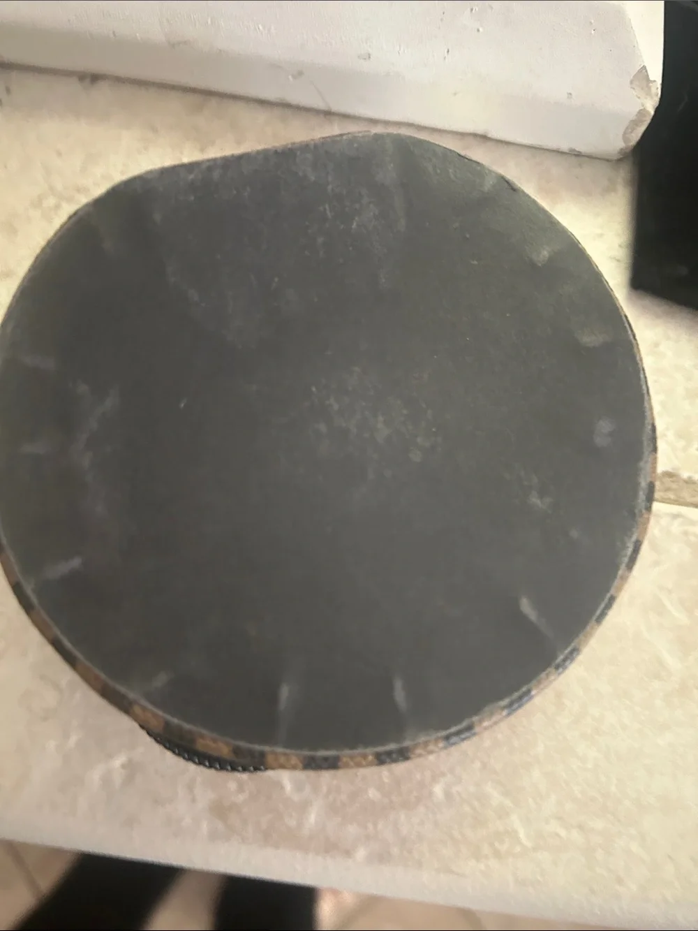 Fendi Black Round Zip Coin Case with Branded Patch